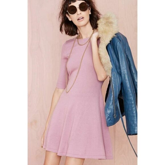 Nasty Gal Womens Pink Knit Low Back Take Turns Mini Dress Size S - Picture 8 of 13